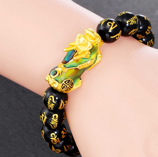 Buddha & Karma Color-Changing Pixiu Obsidian Wealth Bracelet