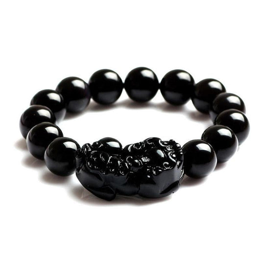 Buddha & Karma Black Obsidian Pixiu Bracelet - Wealth Protection
