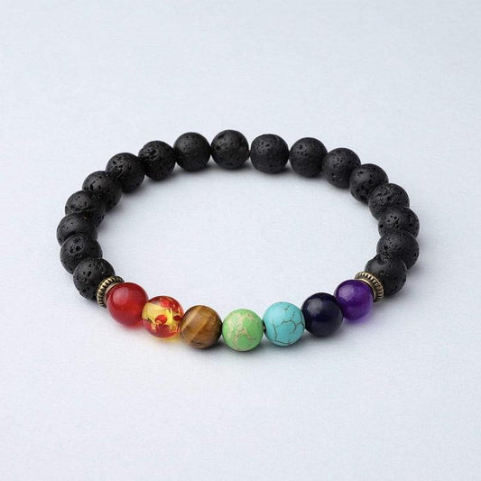 Buddha & Karma 7 Chakra Lava Stone Bracelet - Essential Oil Diffuser