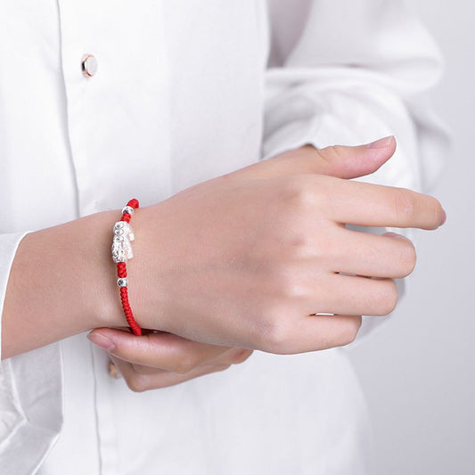 Buddha & Karma Red String Silver Pixiu Bracelet - Attract Windfall Luck